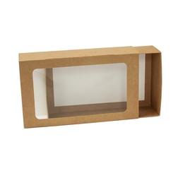 Kraft Double Macaron Sliding Box with Window