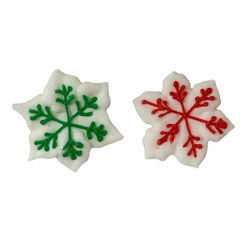 Snowflakes with Red and Green Trim Icing Decorations