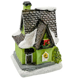 Miniature Christmas Village Green House w/ Lights