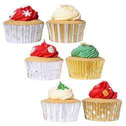 Silver and Gold Christmas Cupcake Liners