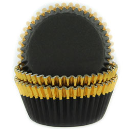 Black w/ Gold Trim Cupcake Liners