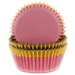Pink w/ Gold Trim Cupcake Liners
