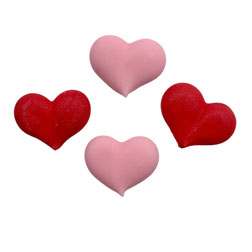 Mini Red and Pink Heart Icing Decorations