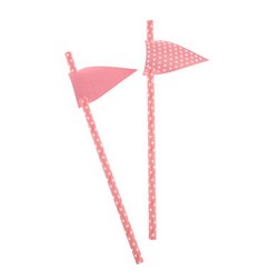 Pink with White Dots Paper Straws