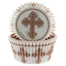 Gold Cross Standard Cupcake Liners