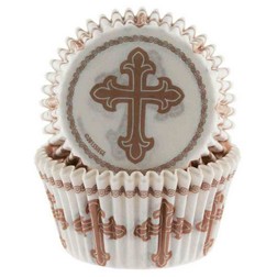 Gold Cross Standard Cupcake Liners