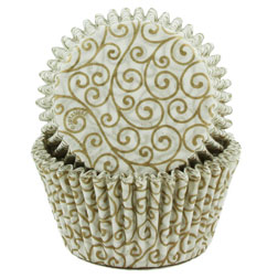 Gold Scroll Standard Cupcake Liners