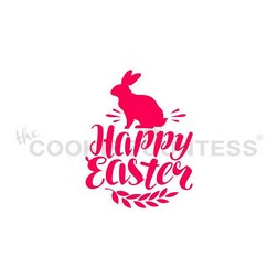 Happy Easter with Basket Stencil