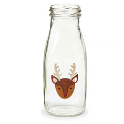 Reindeer Glass Milk Bottle