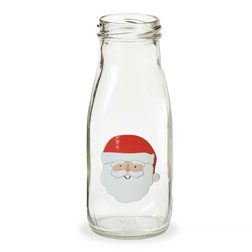 Santa Glass Milk Bottle