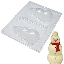 3D Snowman Three Part Chocolate Mold