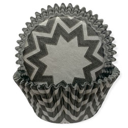 Silver and Black Chevron Standard Cupcake Liners