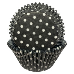 KING / JUMBO Cupcake Liners / Baking Cups – Black w/ white polka dot – Cake  Connection