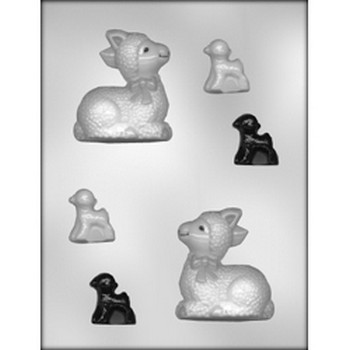 3D Large Sitting Lamb & Smaller Lambs Candy Mold