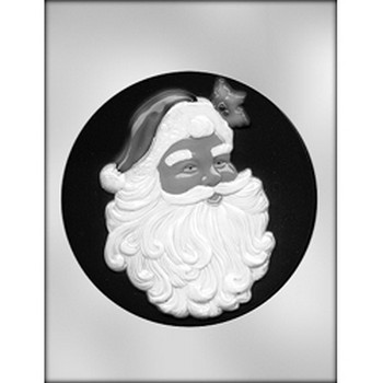 Santa Face Round Plaque Chocolate Candy Mold