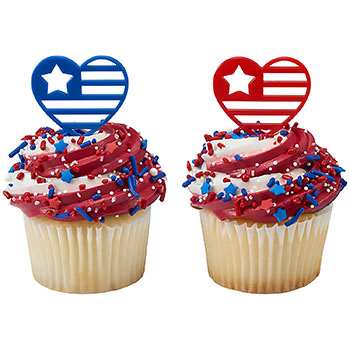4th of July Patriotic Cake and Cupcake Toppers