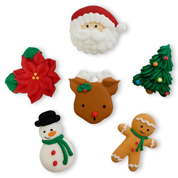 Assorted Christmas Icing Layons - Large