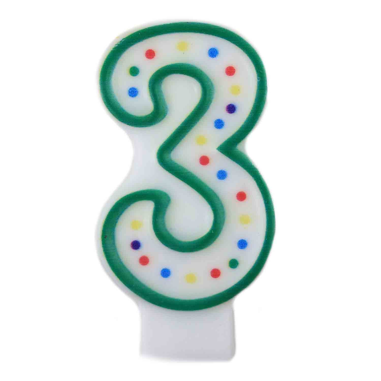Green Number "3" Candle