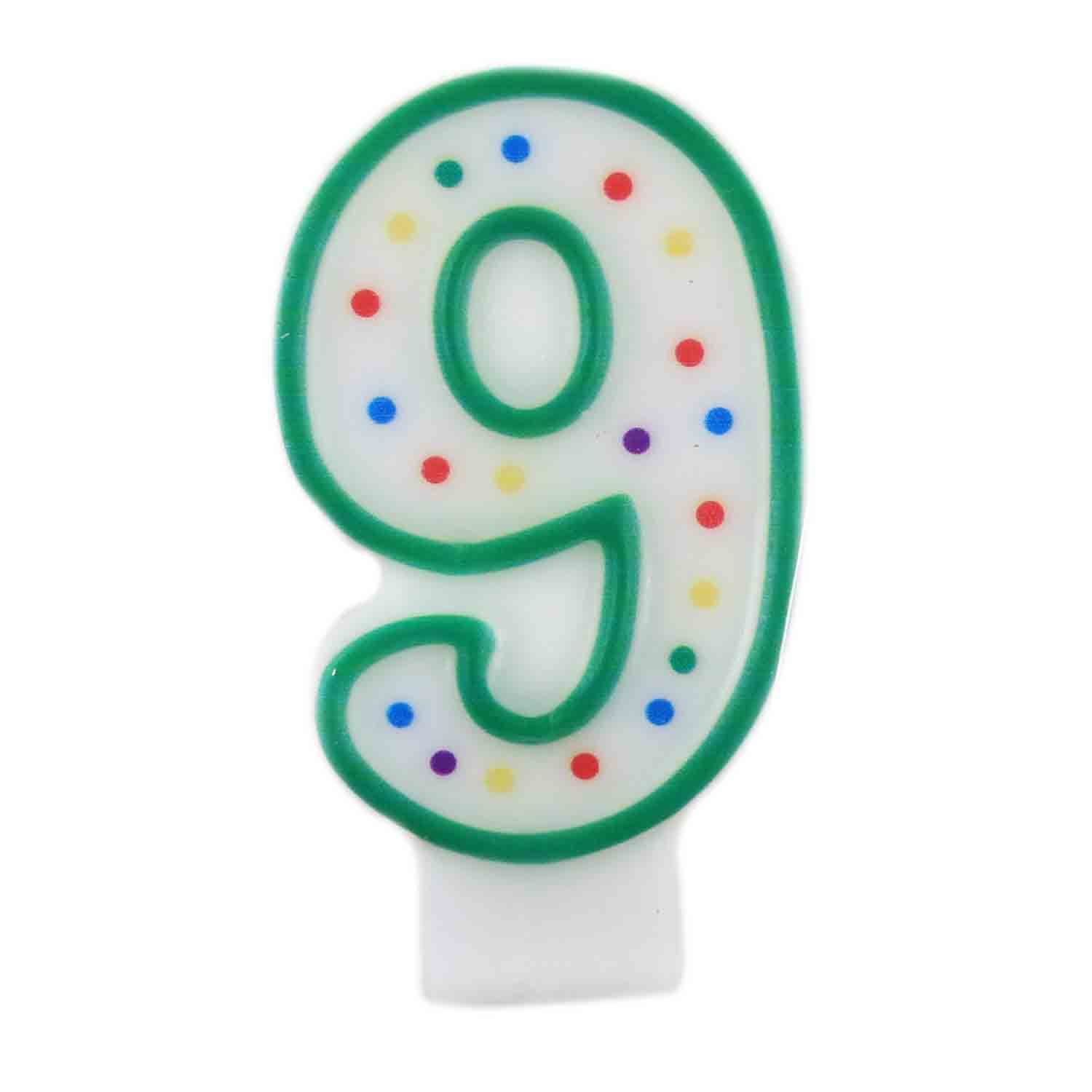 Green Number "9" Candle