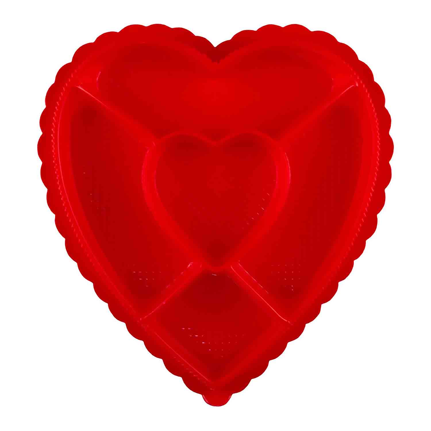1 lb Red Heart Sectioned Candy Box with Clear Lid