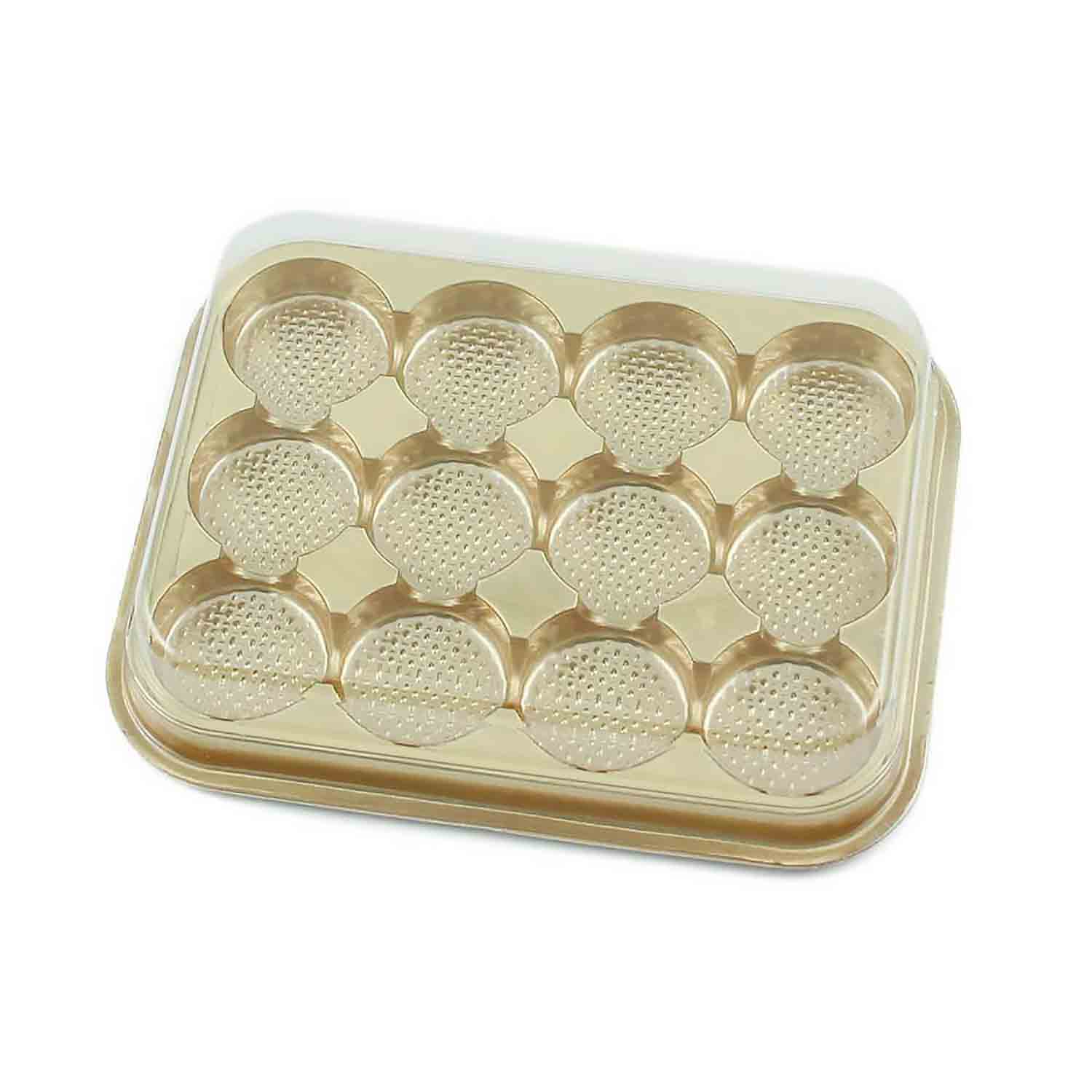 12 Cavity Gold Jewel Candy Box with Clear Lid