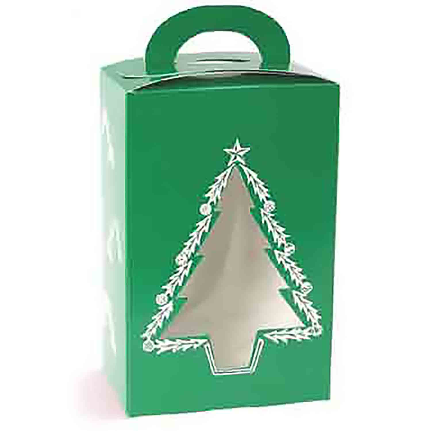 1 lb Green Christmas Tree Tote Candy Box with Window