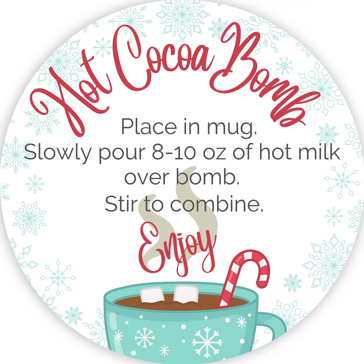 Snowflake Hot Cocoa Bomb Stickers