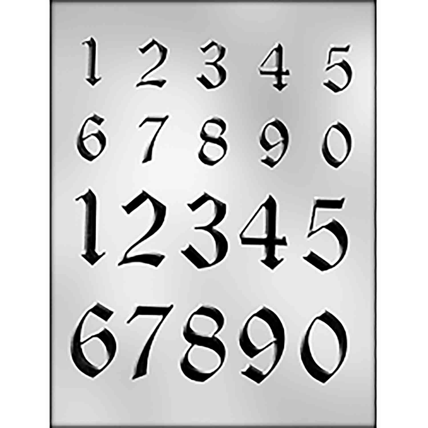 Calligraphy Numbers (2 Sizes) Chocolate Mold