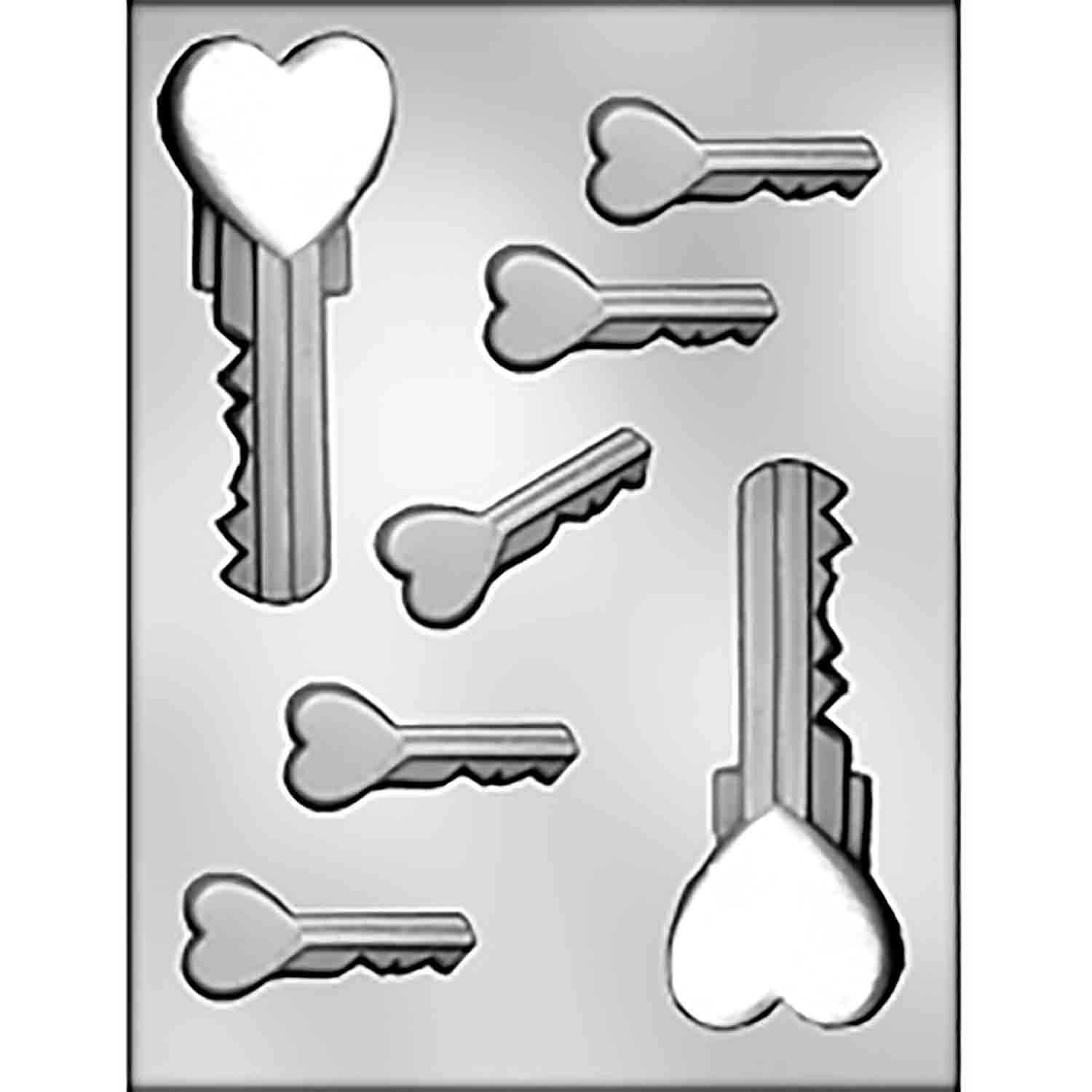 Large & Small Heart Keys Chocolate Candy Mold