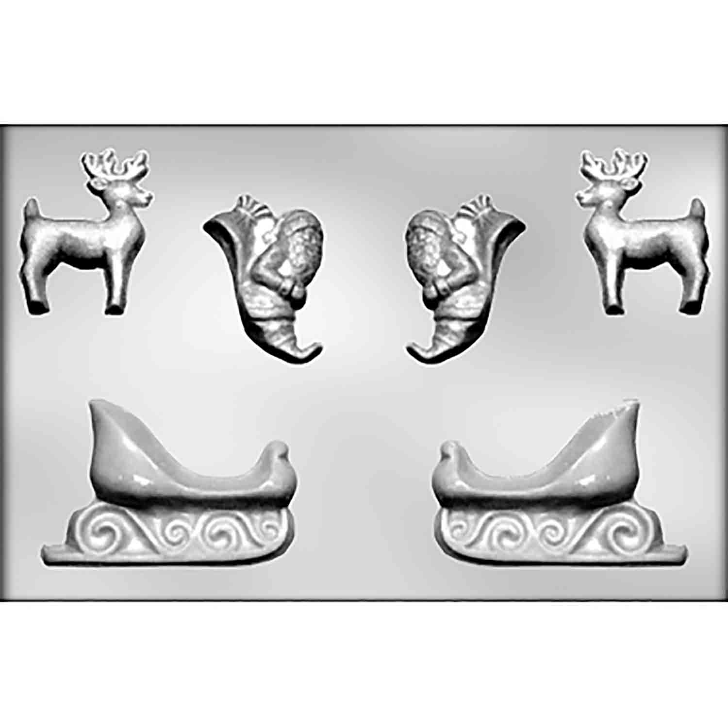 3D Santa, Sleigh & Reindeer Chocolate Mold