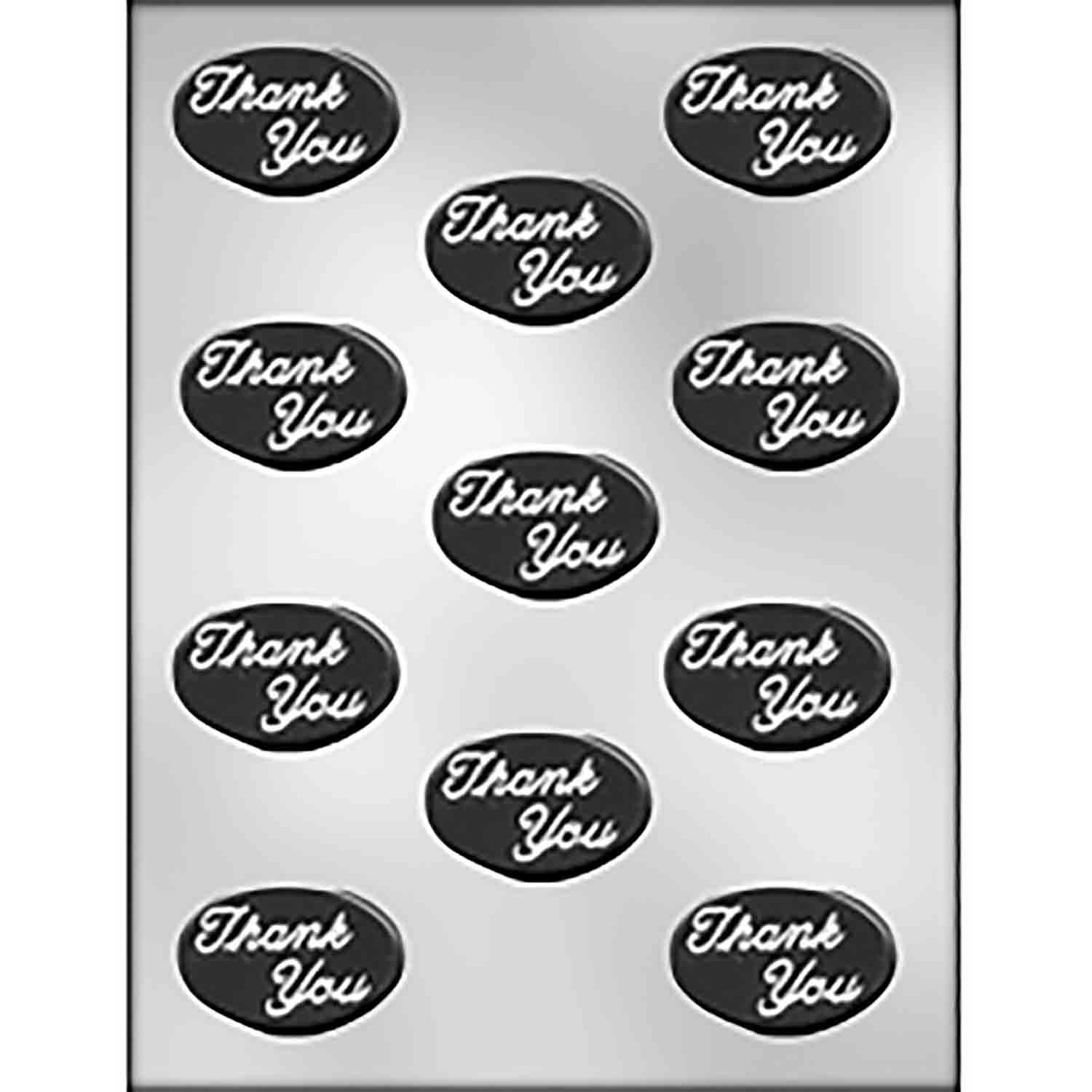 "Thank You" (Script) on Oval Chocolate Candy Mold