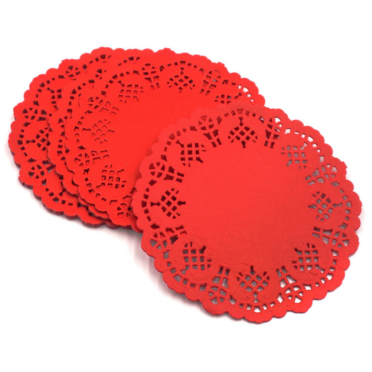 4.5 in Red Doilies