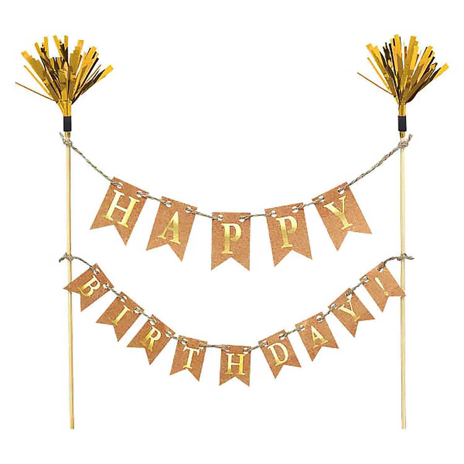 Gold Flag Happy Birthday Banner