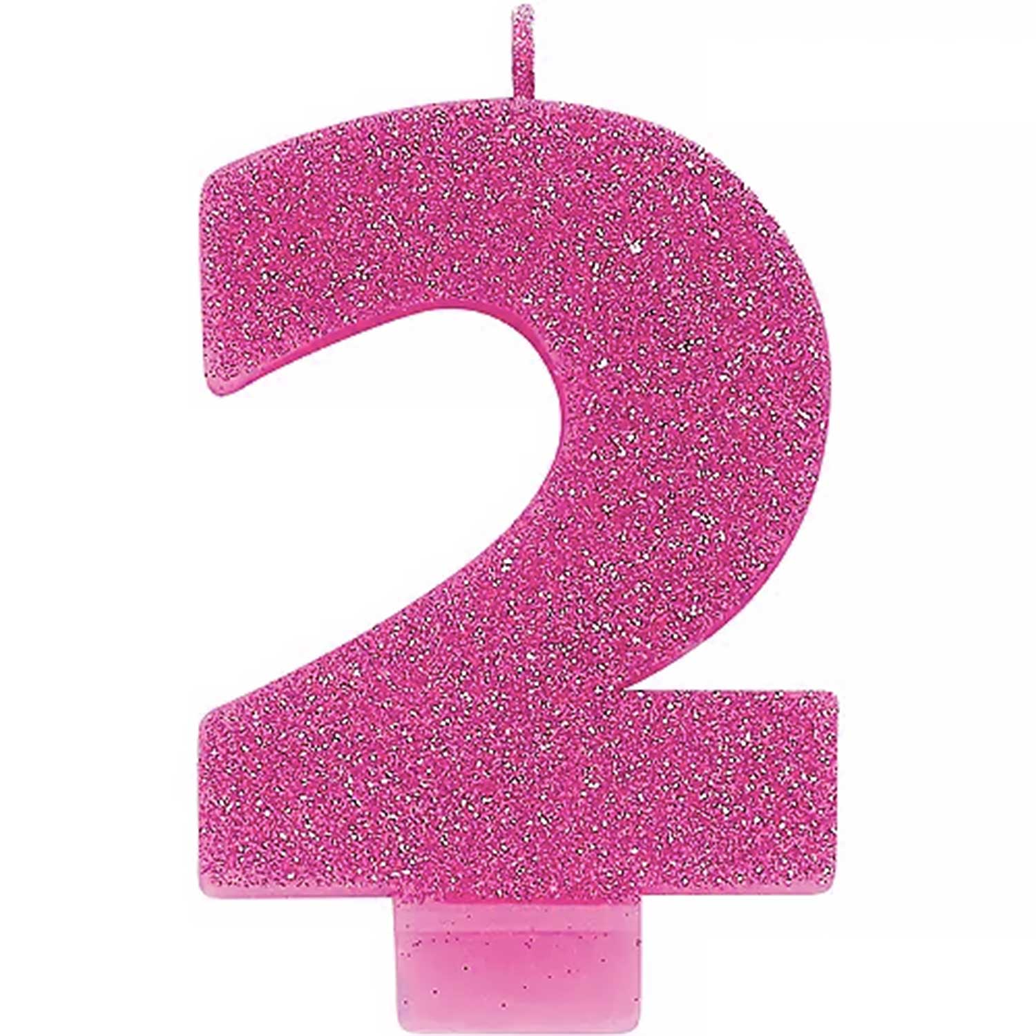 Pink Glitter Number 2 Candle