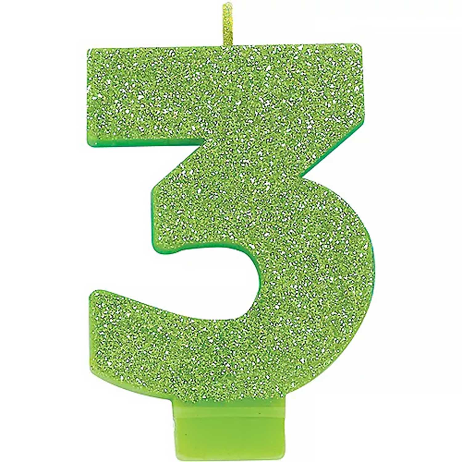 Kiwi Green Glitter Number 3 Candle