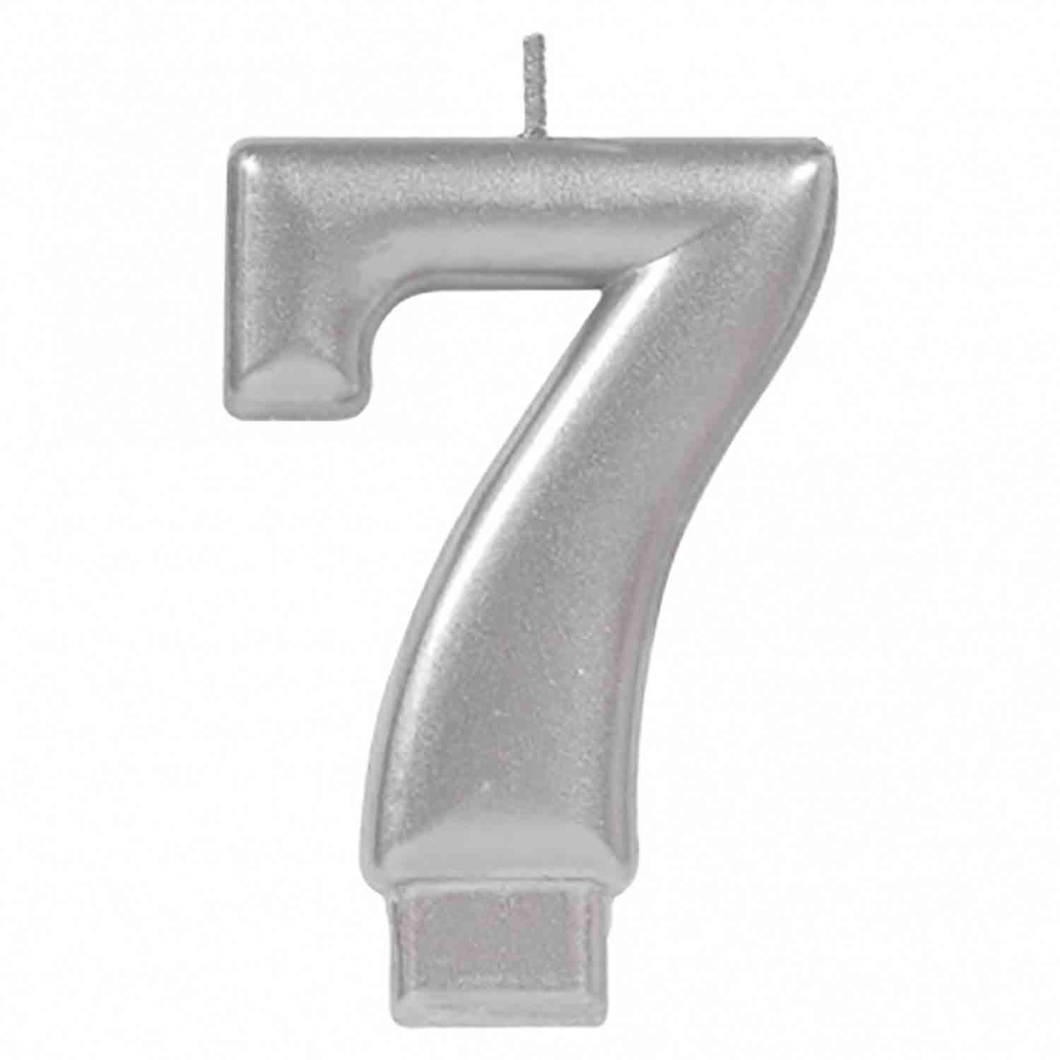 Silver Number 7 Candle