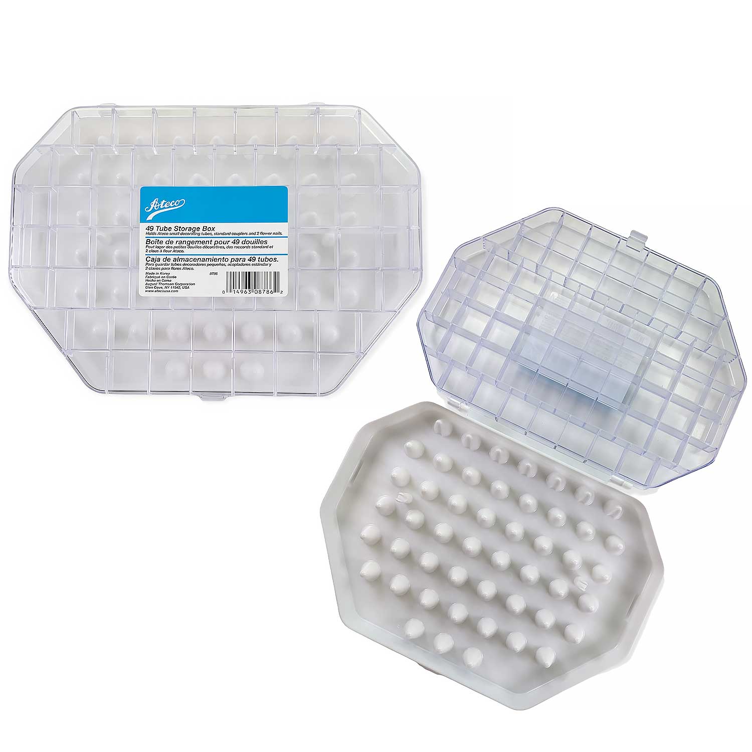 Ateco 8786 Tube Storage Box 49-compartments for Small & Medium Decorating Tubes