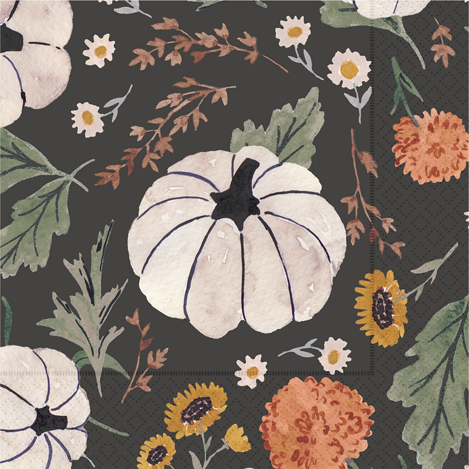 Floral Pumpkin Cocktail Napkins