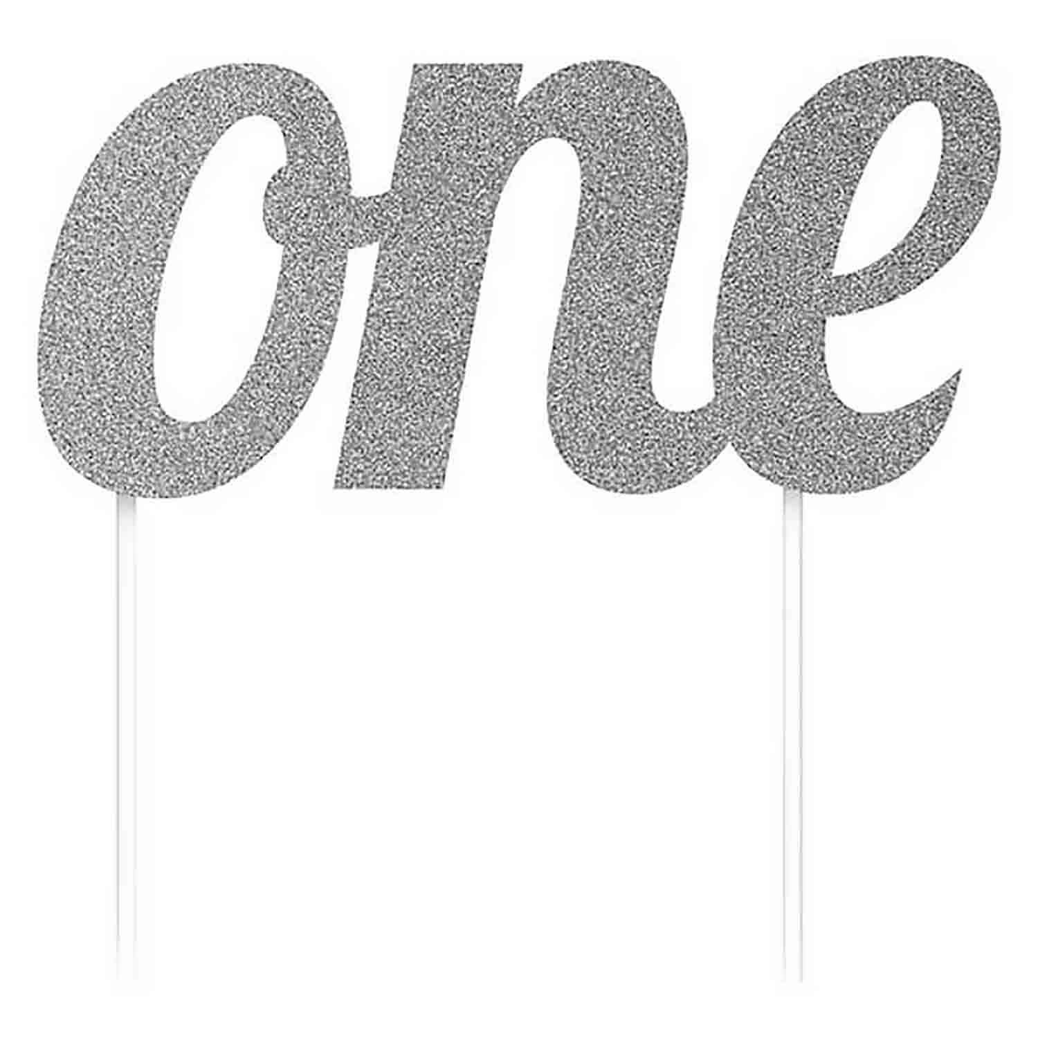Silver "One" Cake Topper
