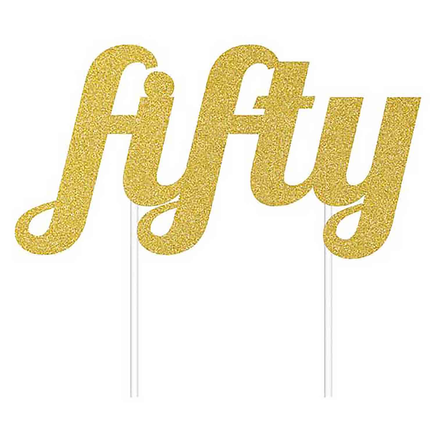 Gold "Fifty" Cake Topper
