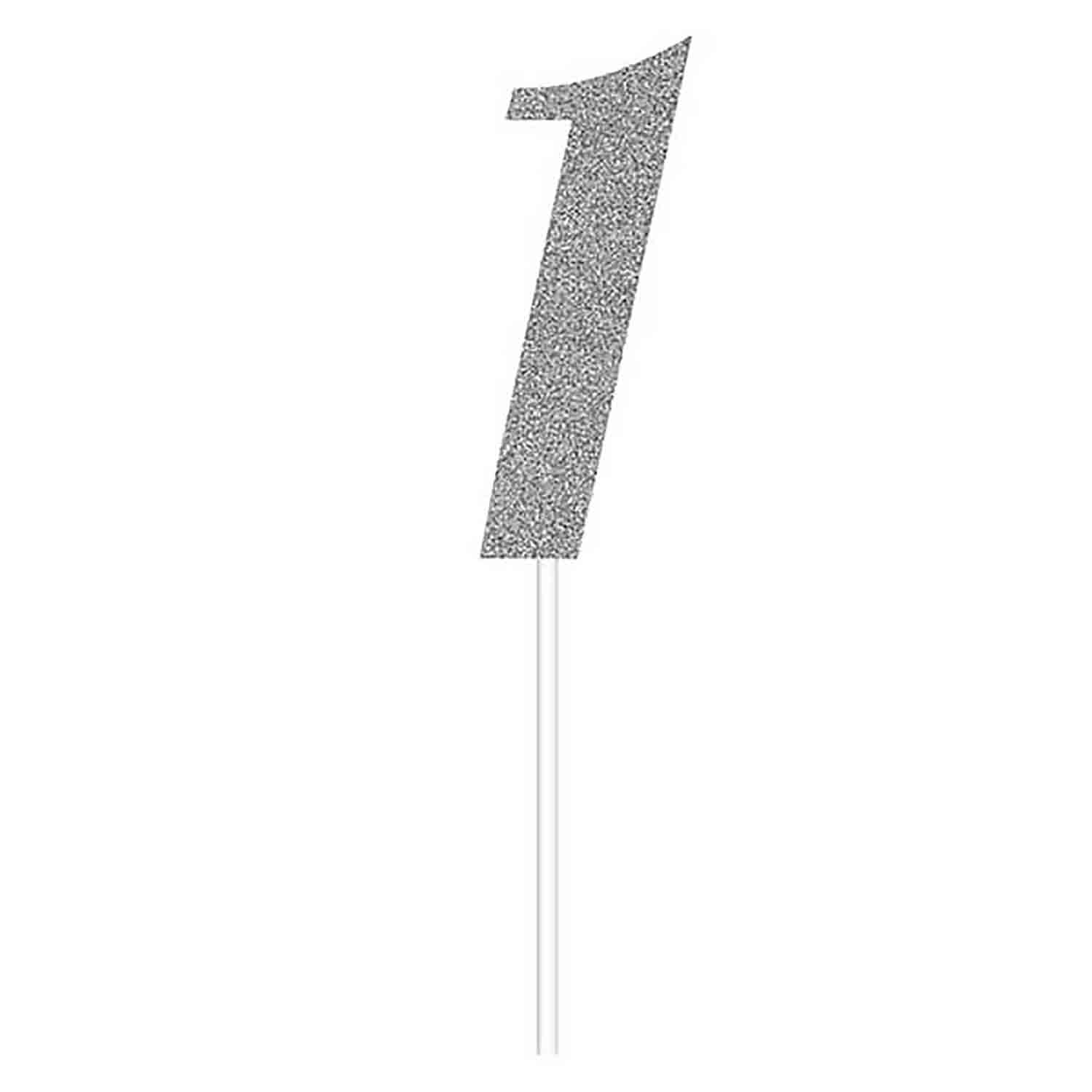 Number 1 Silver Cake Topper