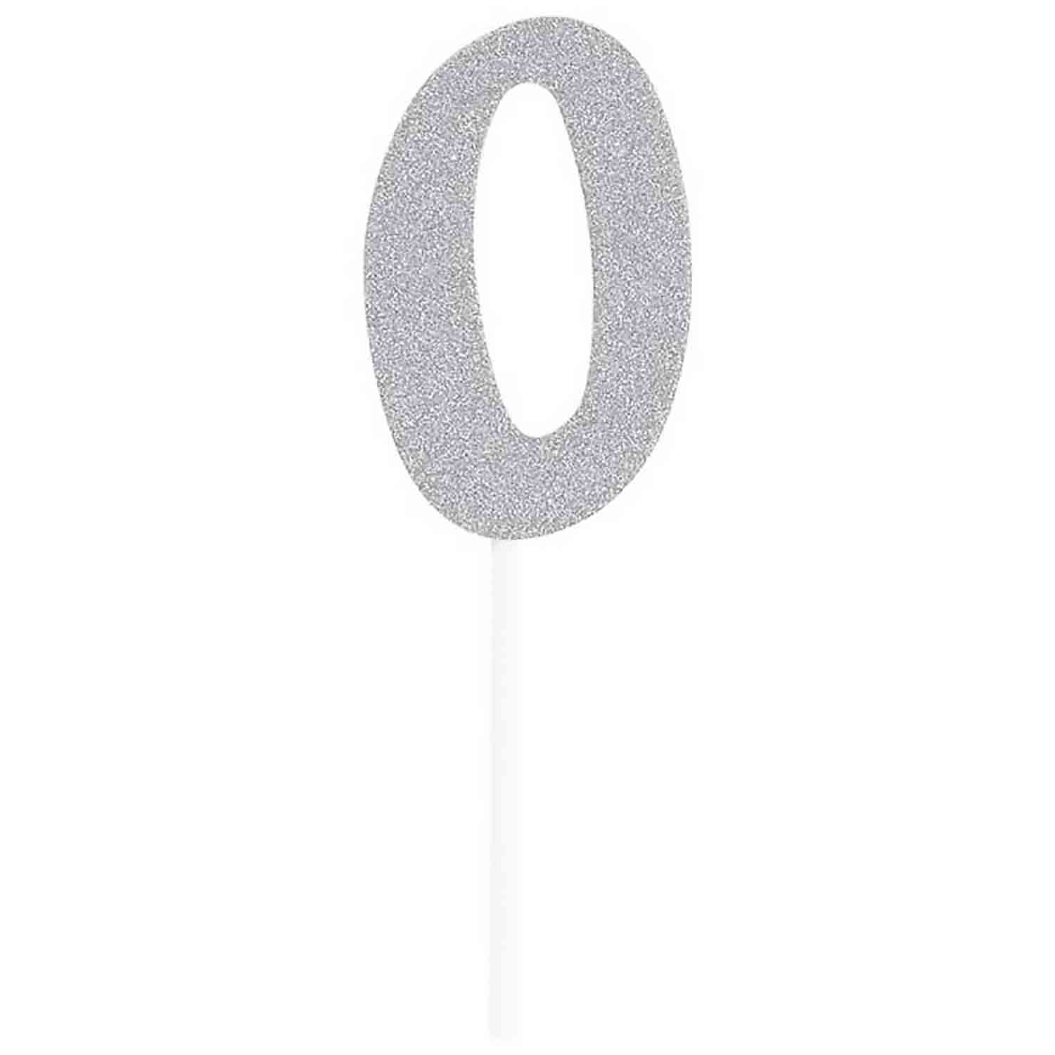 Number 0 Silver Cake Topper