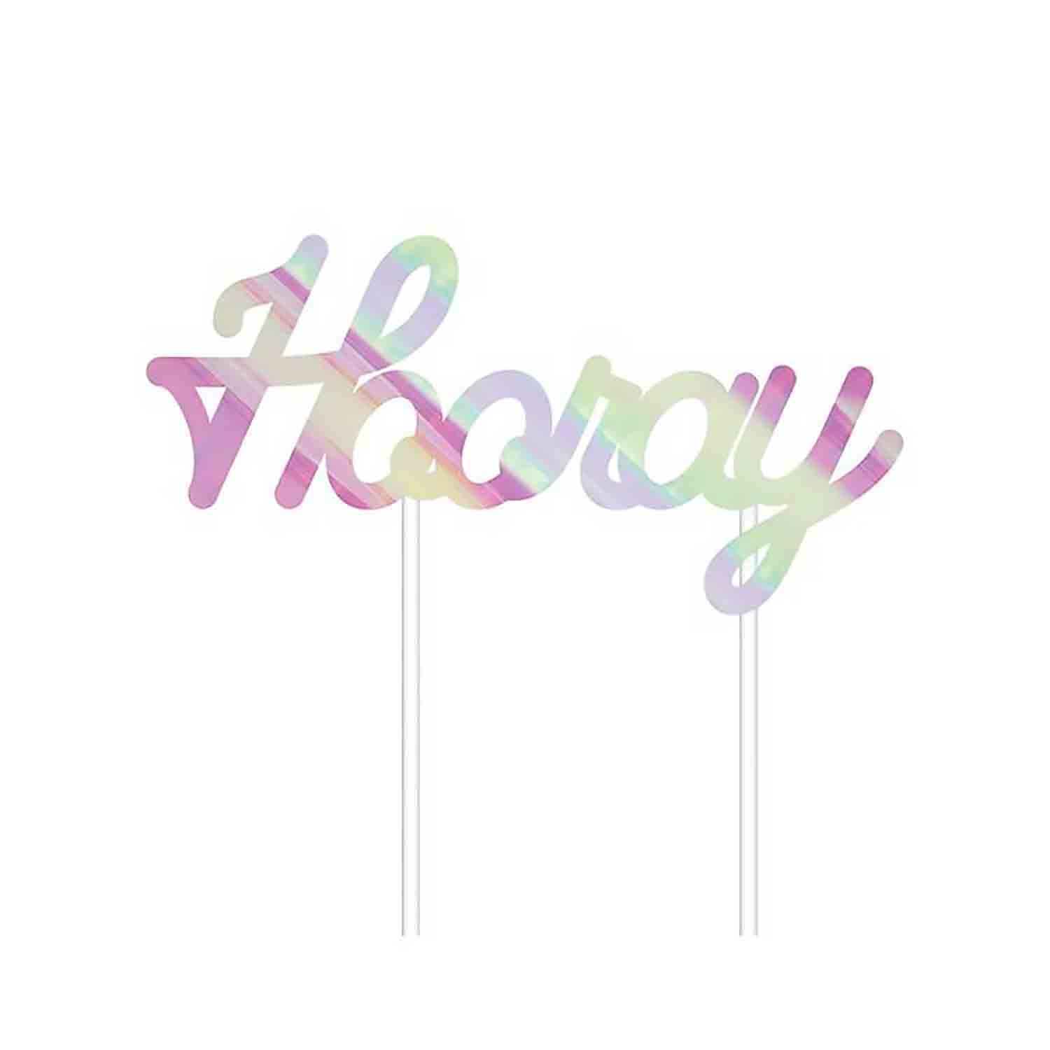Iridescent Hooray Cake Topper