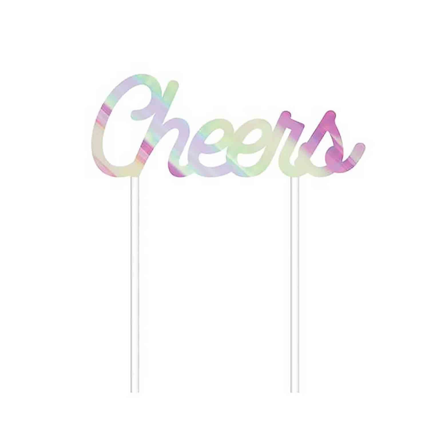 Iridescent Cheers Cake Topper