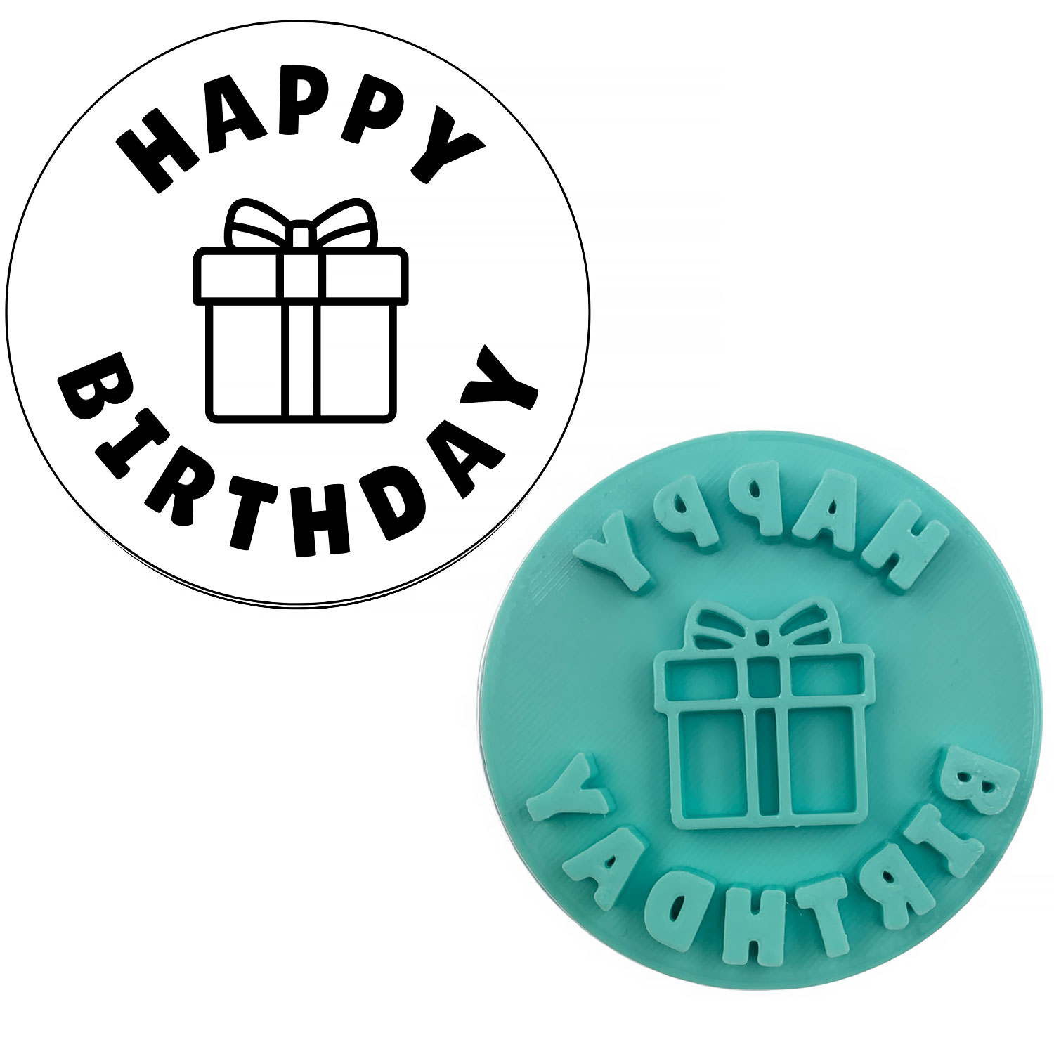 Happy Birthday Gift Fondant Stamp