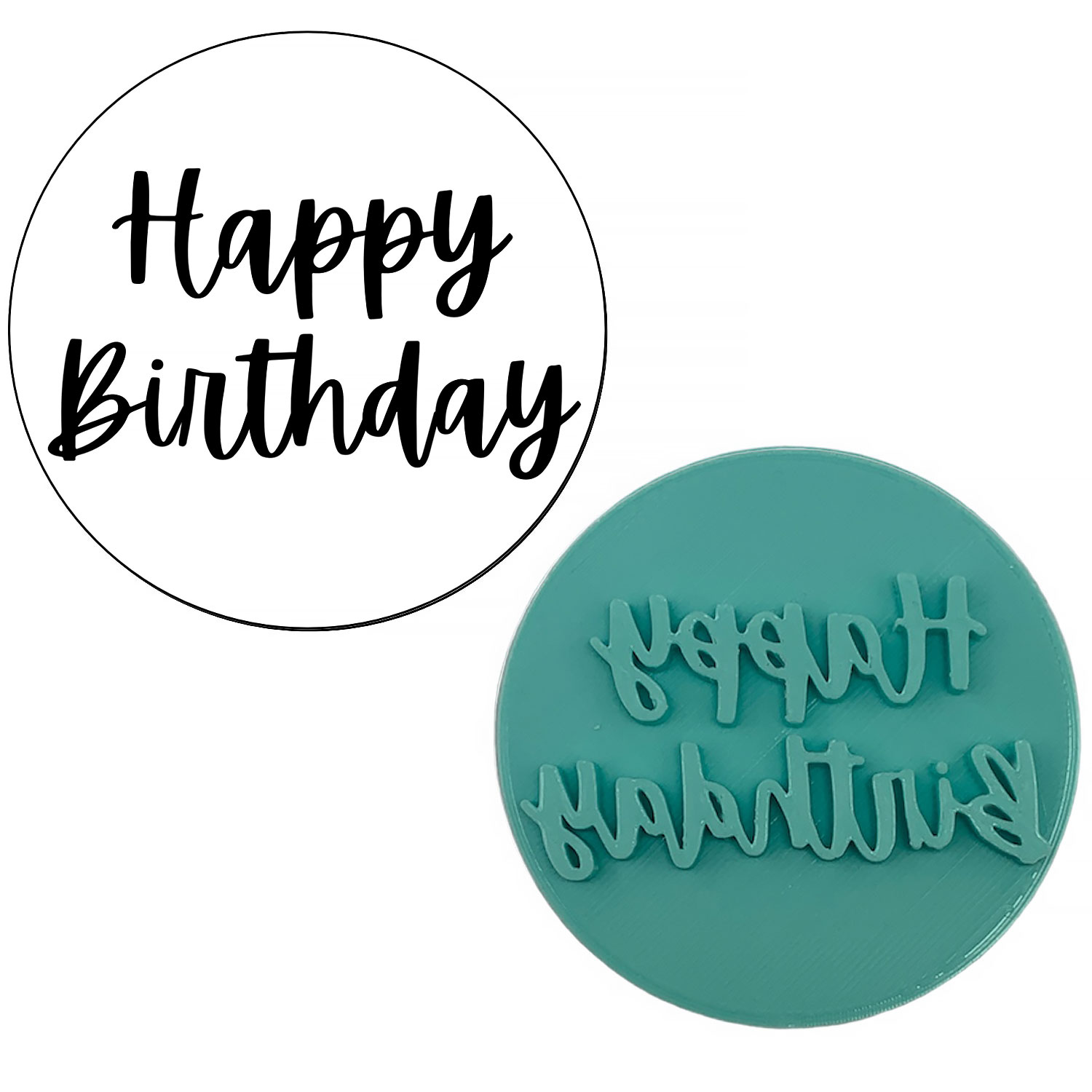 Happy Birthday Script Fondant Stamp