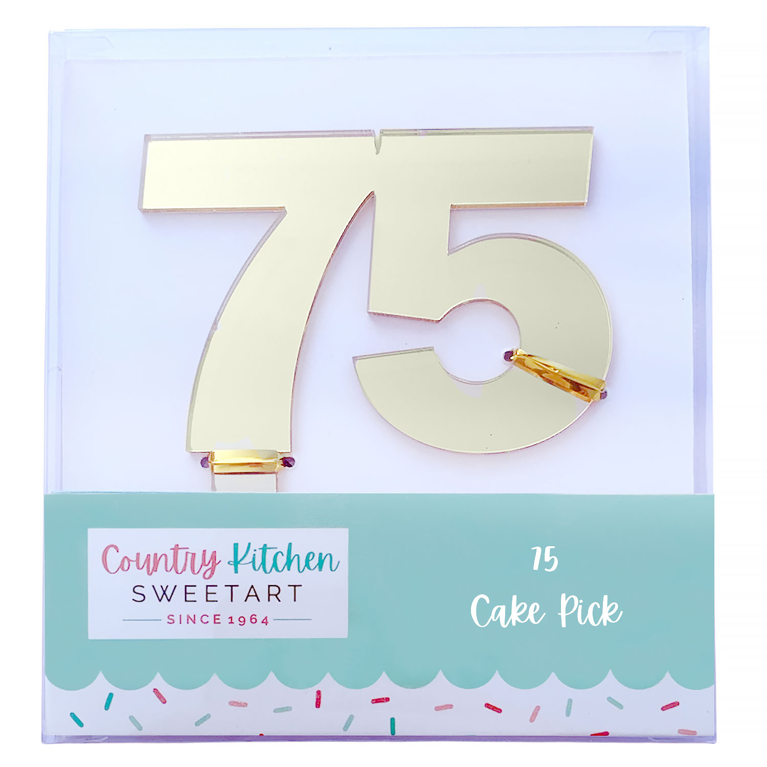 Gold Number 75 Cake Topper