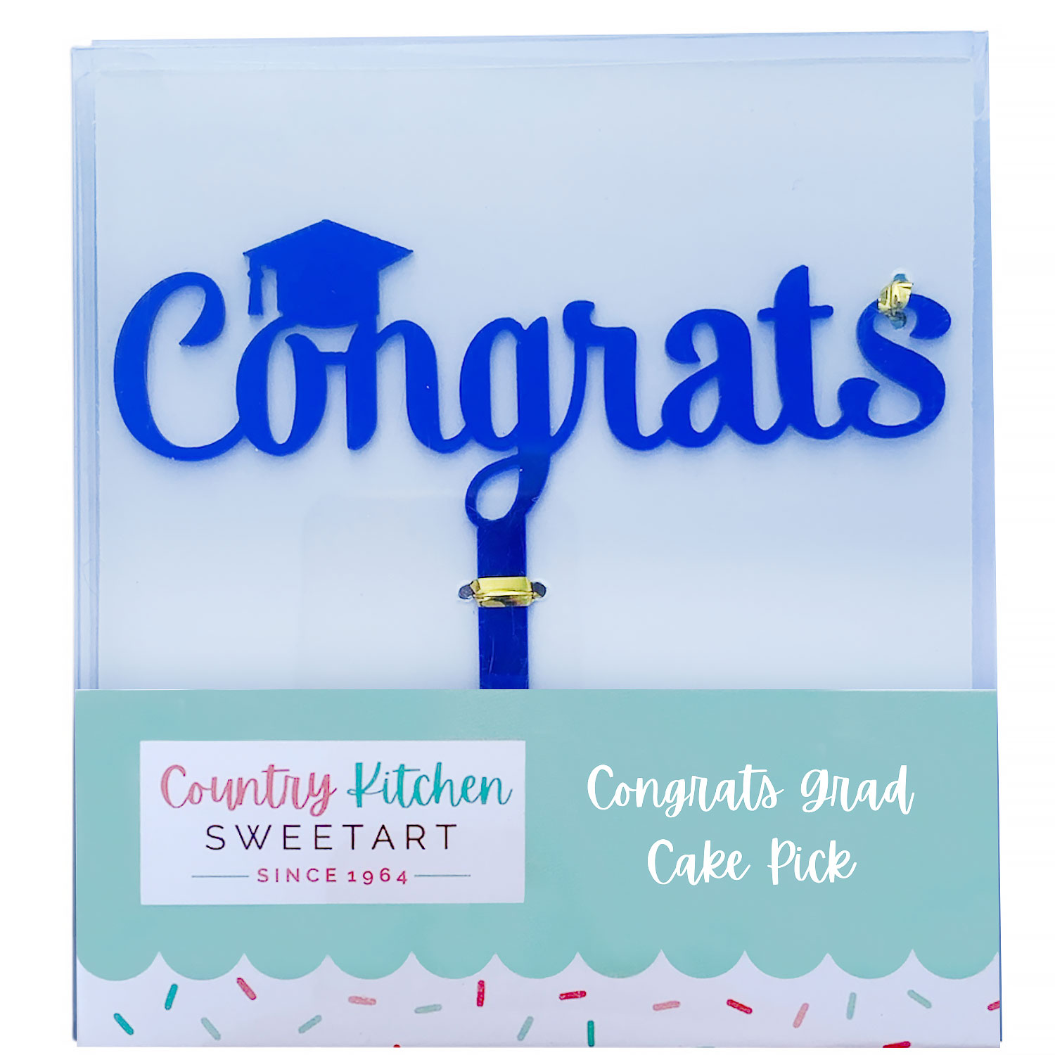 Blue Congrats Grad Cake Topper