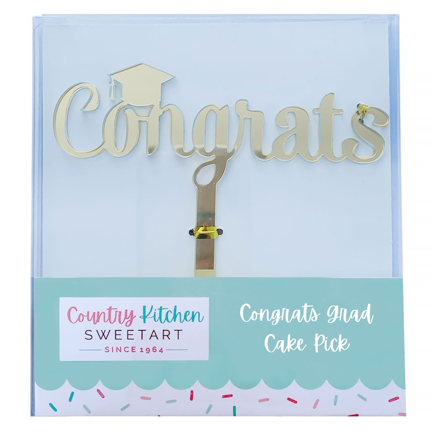Gold Congrats Grad Cake Topper