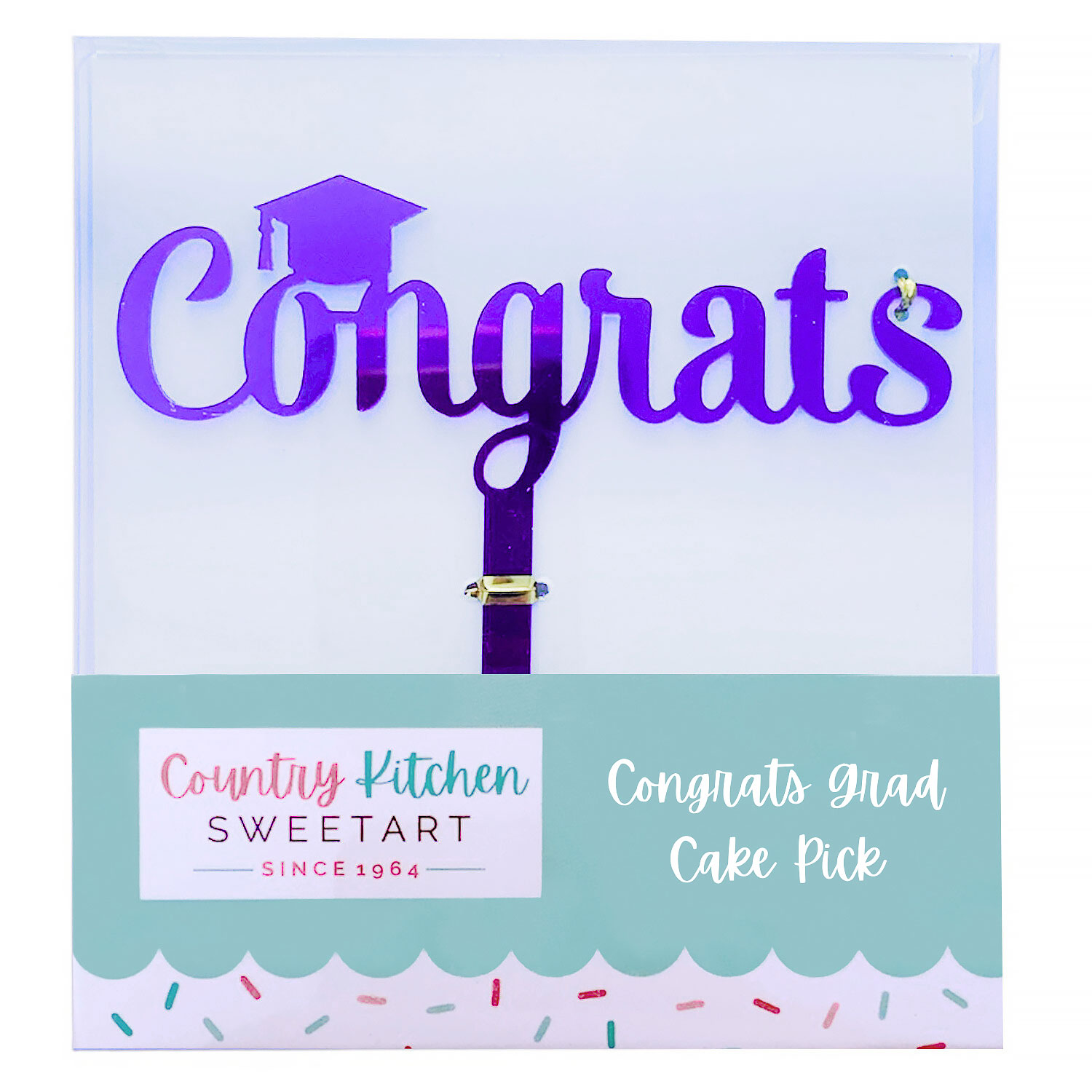 Purple Congrats Grad Cake Topper